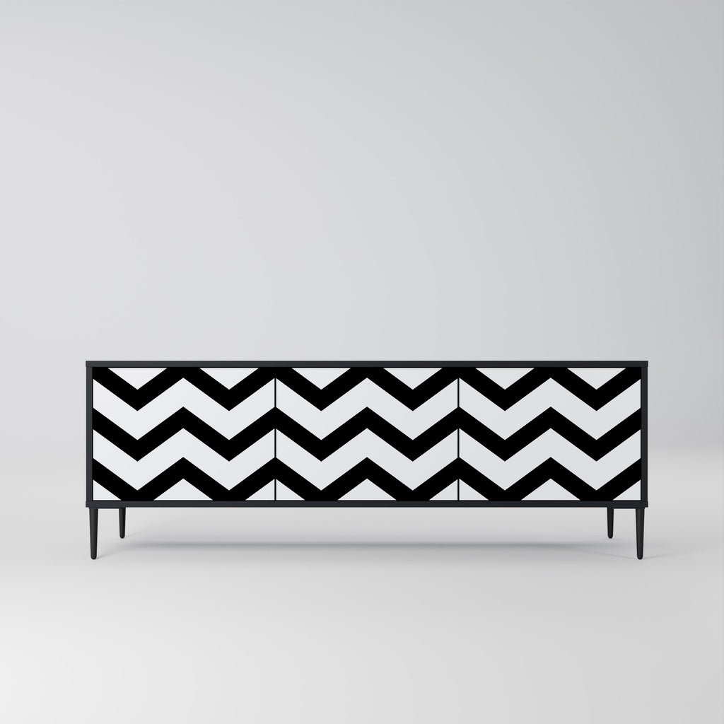 CLASSIC ZIG ZAG 3-dörrars TV-bänk i svart finish