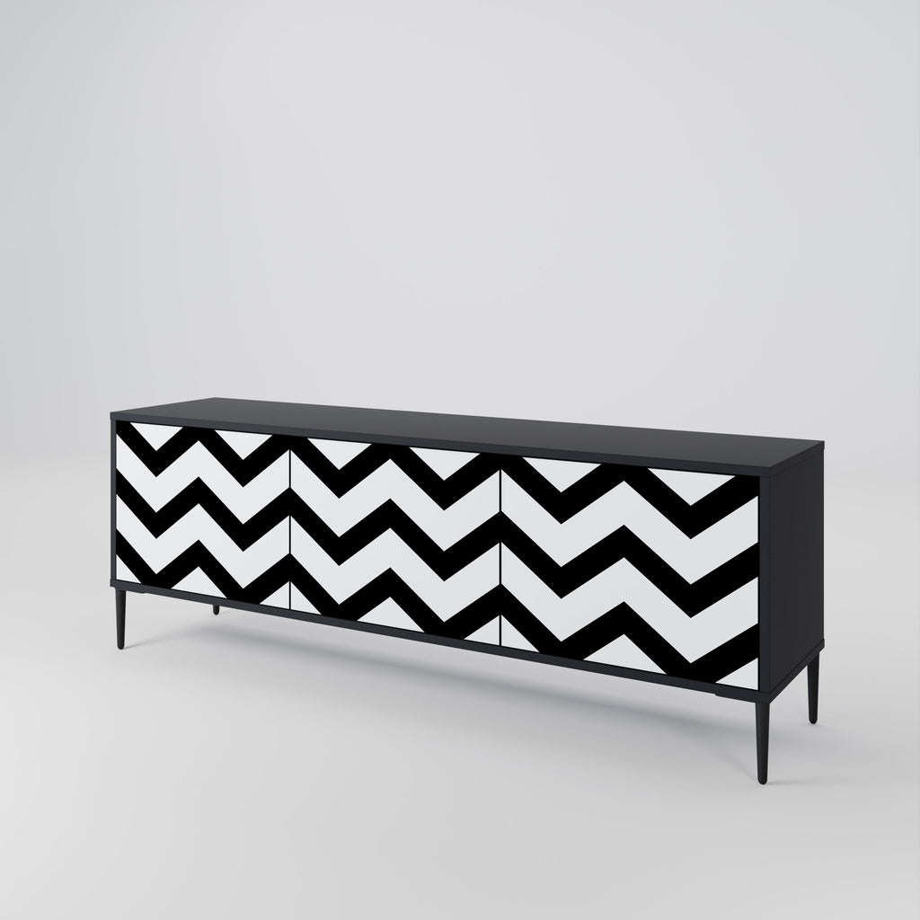 CLASSIC ZIG ZAG 3-dörrars TV-bänk i svart finish