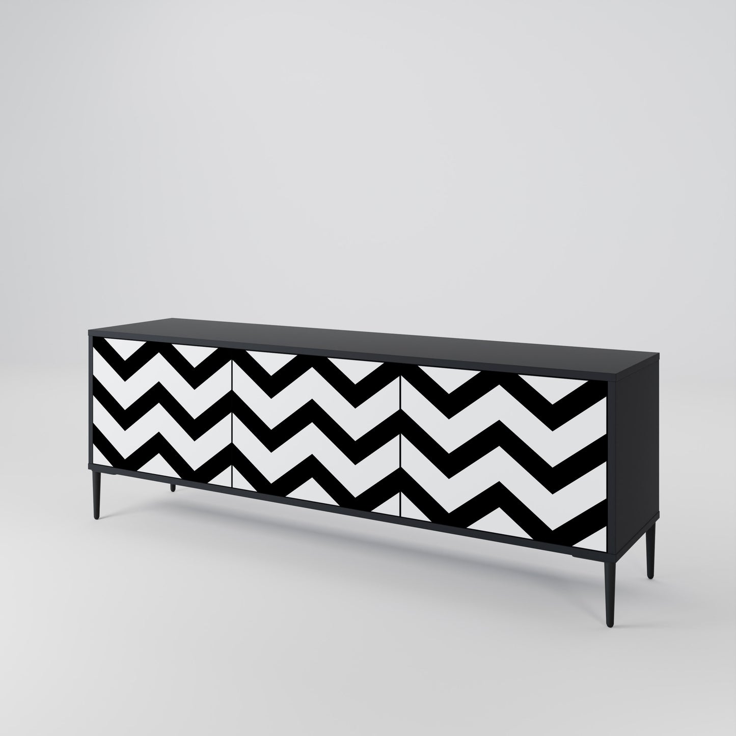 CLASSIC ZIG ZAG 3-dörrars TV-bänk i svart finish