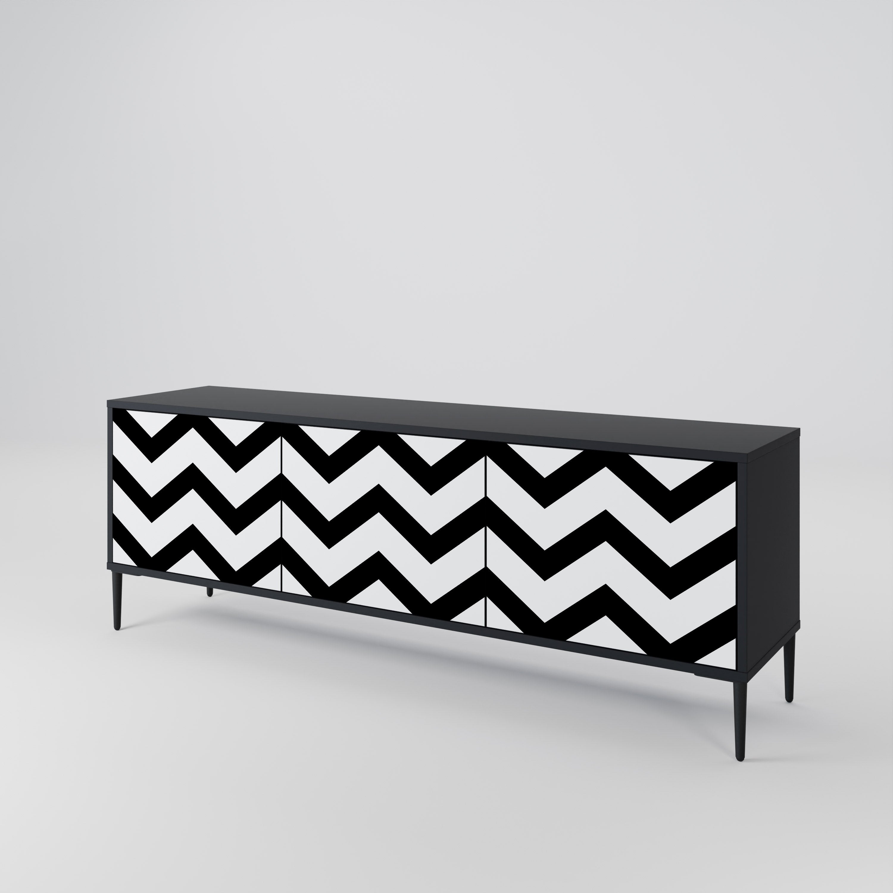 CLASSIC ZIG ZAG 3-dörrars TV-bänk i svart finish
