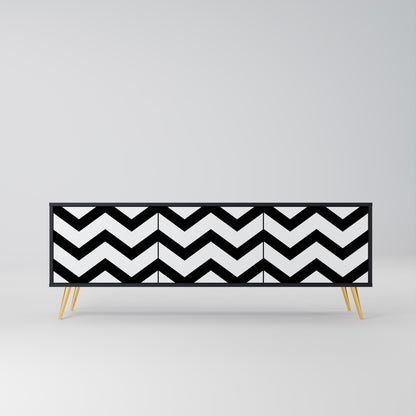 CLASSIC ZIG ZAG 3-dörrars TV-bänk i svart finish