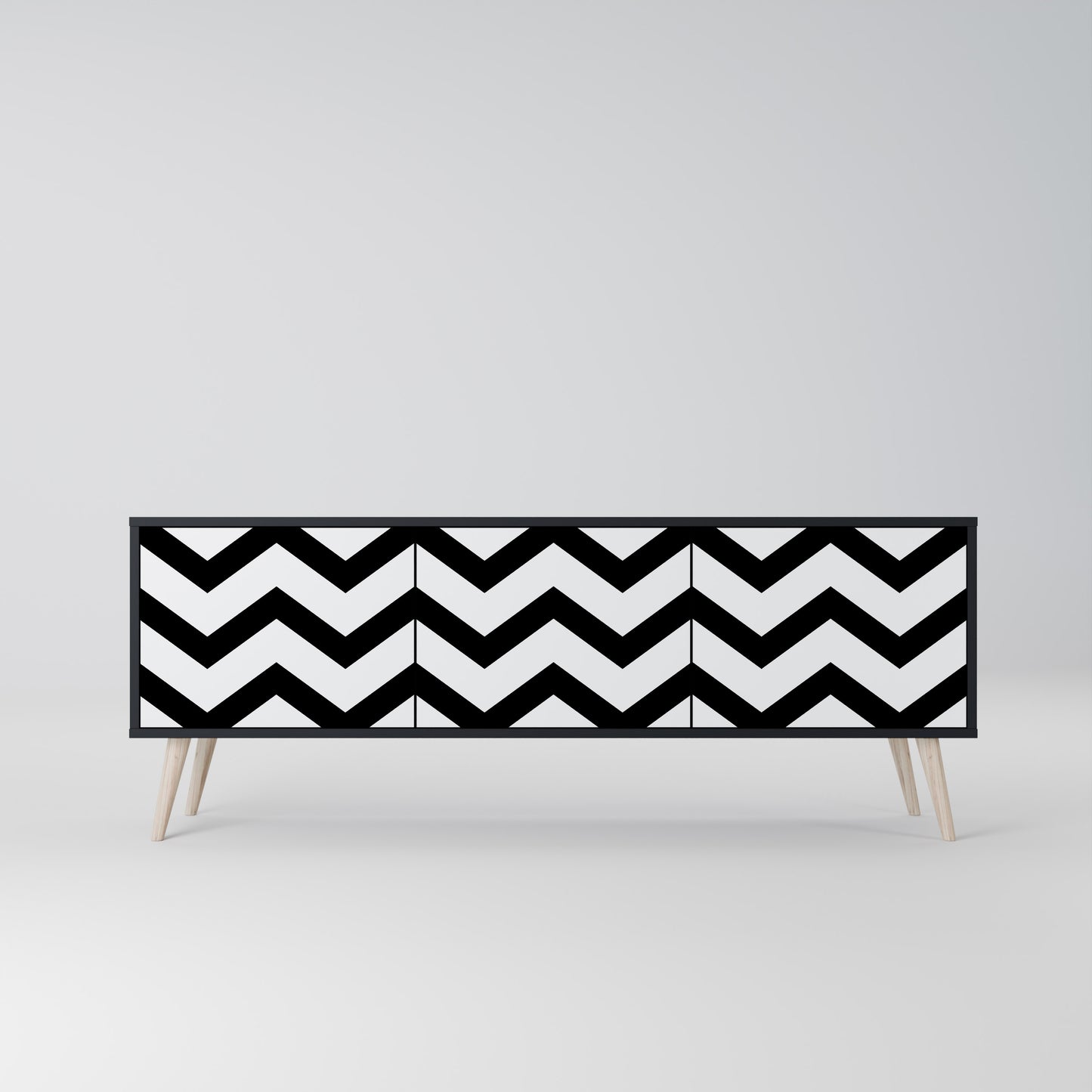 CLASSIC ZIG ZAG 3-dörrars TV-bänk i svart finish