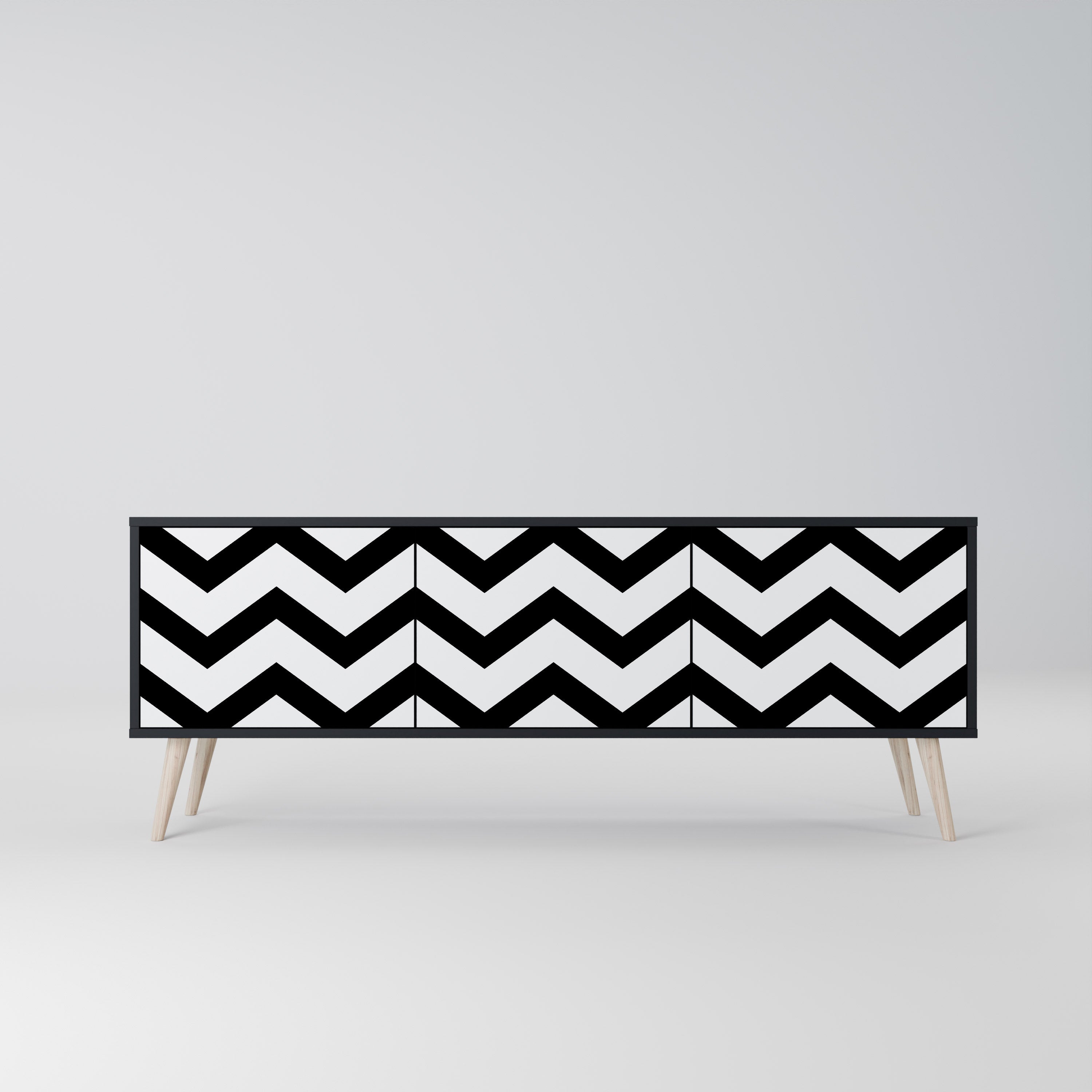 CLASSIC ZIG ZAG 3-dörrars TV-bänk i svart finish