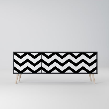 CLASSIC ZIG ZAG 3-dörrars TV-bänk i svart finish