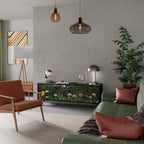 VIRGIN FOREST MED SUNSET 3-dörrars TV-bänk i svart finish