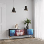 CONSTRUCTIVE ART 3-dörrars TV-bänk i svart finish