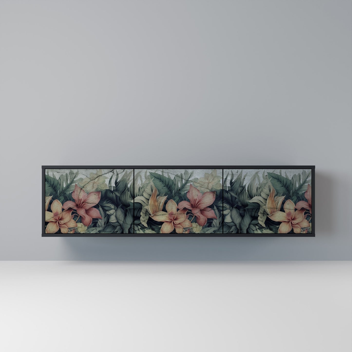 HEAVENLY BLOOM 3-dörrars TV-bänk i svart finish