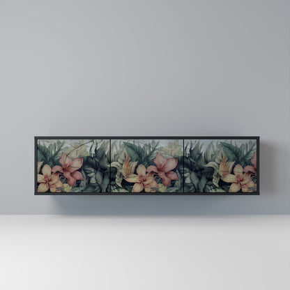 HEAVENLY BLOOM 3-dörrars TV-bänk i svart finish