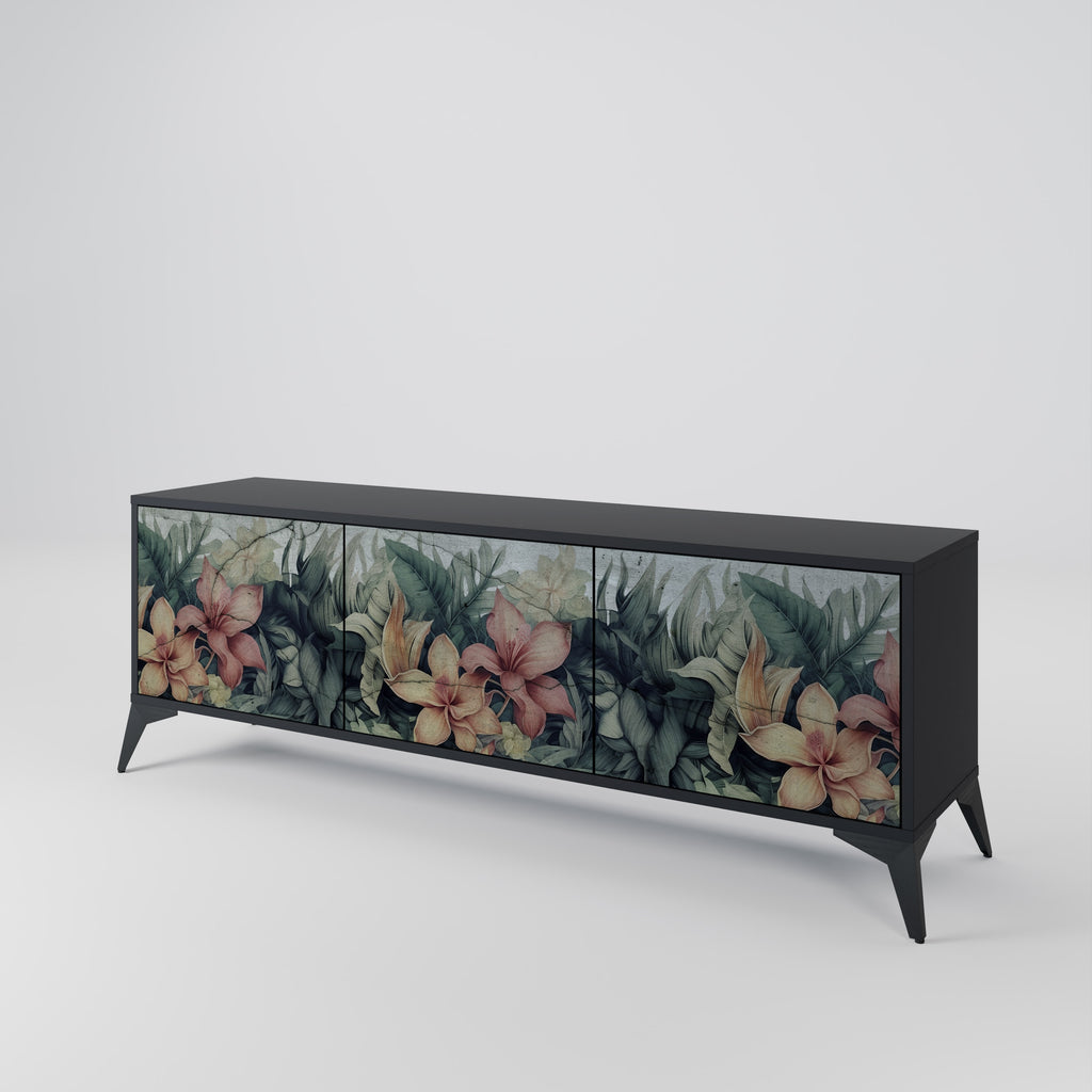 HEAVENLY BLOOM 3-dörrars TV-bänk i svart finish