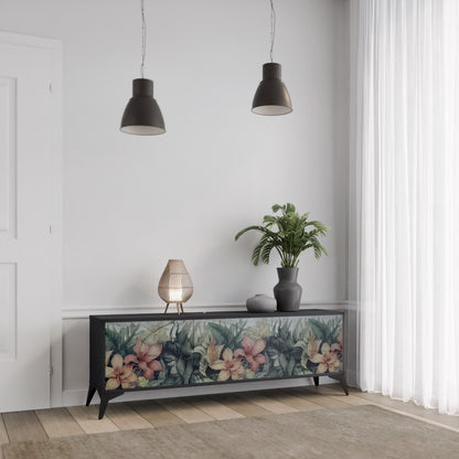 HEAVENLY BLOOM 3-dörrars TV-bänk i svart finish