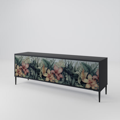 HEAVENLY BLOOM 3-dörrars TV-bänk i svart finish