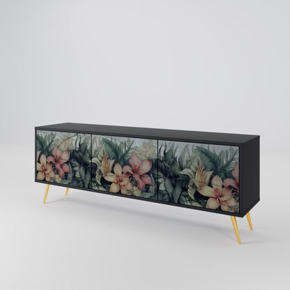 HEAVENLY BLOOM 3-dörrars TV-bänk i svart finish