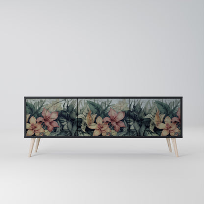 HEAVENLY BLOOM 3-dörrars TV-bänk i svart finish