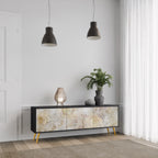 SUNFLOWER BLUR 3-dörrars TV-bänk i svart finish