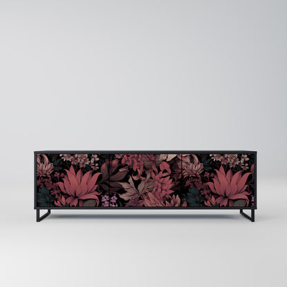 FLORAL WHISPER 3-dörrars TV-bänk i svart finish