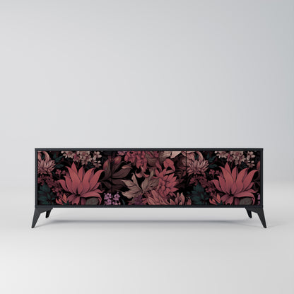 FLORAL WHISPER 3-dörrars TV-bänk i svart finish