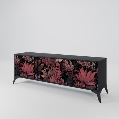FLORAL WHISPER 3-dörrars TV-bänk i svart finish