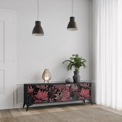 FLORAL WHISPER 3-dörrars TV-bänk i svart finish