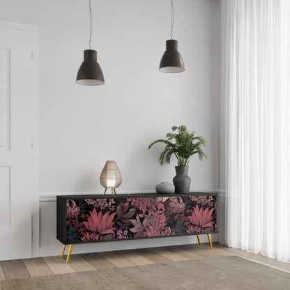 FLORAL WHISPER 3-dörrars TV-bänk i svart finish