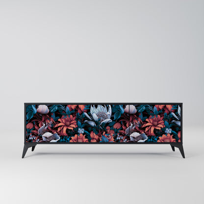ETHEREAL BLOSSOMS 3-dörrars TV-bänk i svart finish