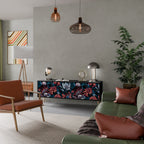 ETHEREAL BLOSSOMS 3-dörrars TV-bänk i svart finish