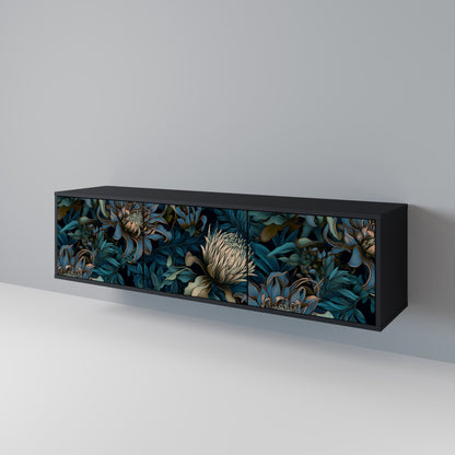 TWILIGHT BLOOM 3-dörrars TV-bänk i svart finish