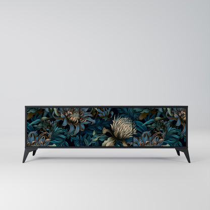 TWILIGHT BLOOM 3-dörrars TV-bänk i svart finish