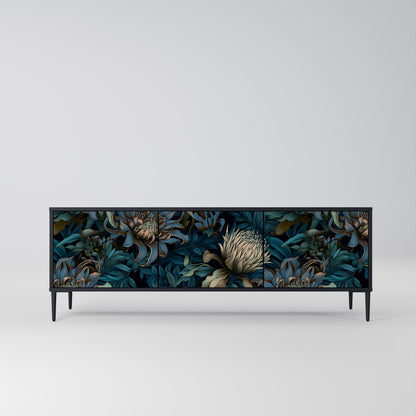 TWILIGHT BLOOM 3-dörrars TV-bänk i svart finish