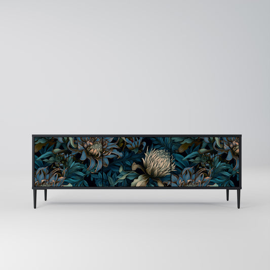 TWILIGHT BLOOM 3-dörrars TV-bänk i svart finish