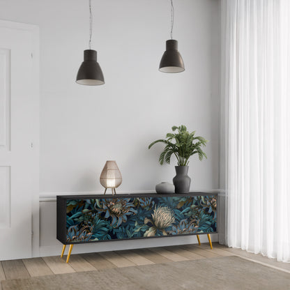 TWILIGHT BLOOM 3-dörrars TV-bänk i svart finish