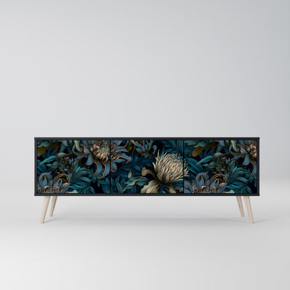 TWILIGHT BLOOM 3-dörrars TV-bänk i svart finish