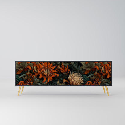 DAWN BLOOM 3-dörrars TV-bänk i svart finish