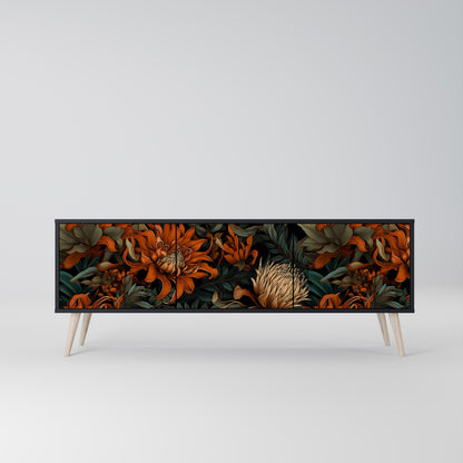 DAWN BLOOM 3-dörrars TV-bänk i svart finish