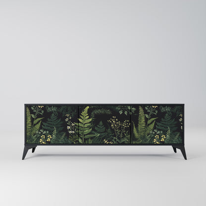 FERN FLOWERS 3-Door TV Stand in Black Finish