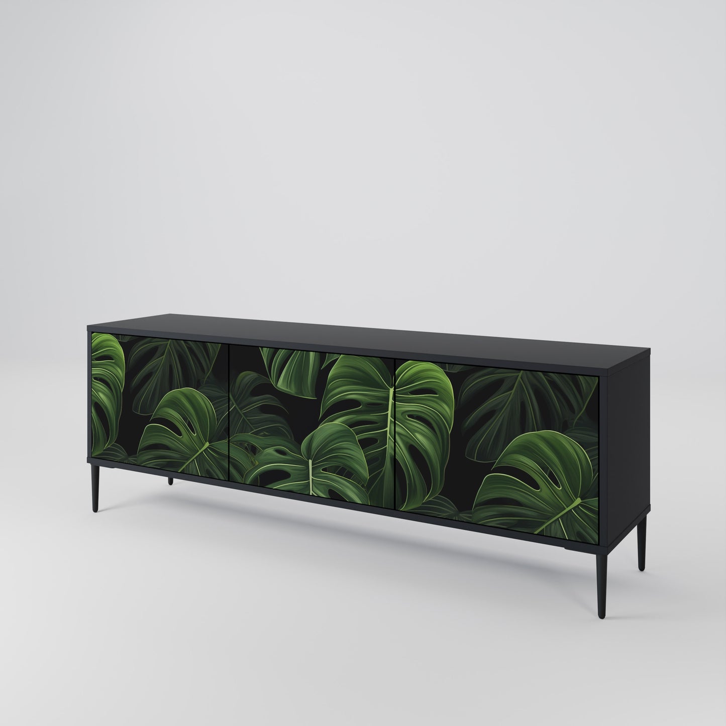 INFINITE MONSTERA 3-dörrars TV-bänk i svart finish