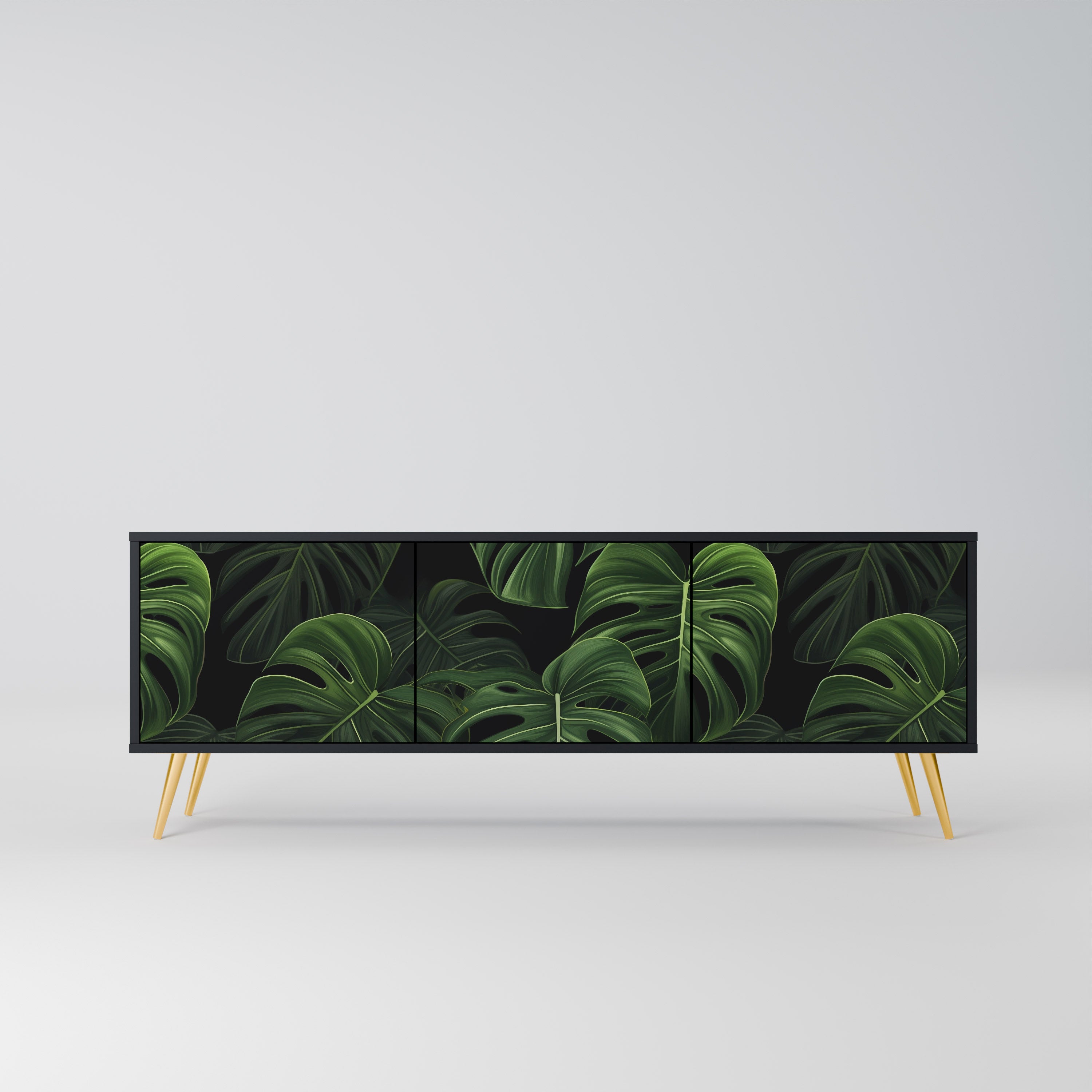 INFINITE MONSTERA 3-dörrars TV-bänk i svart finish
