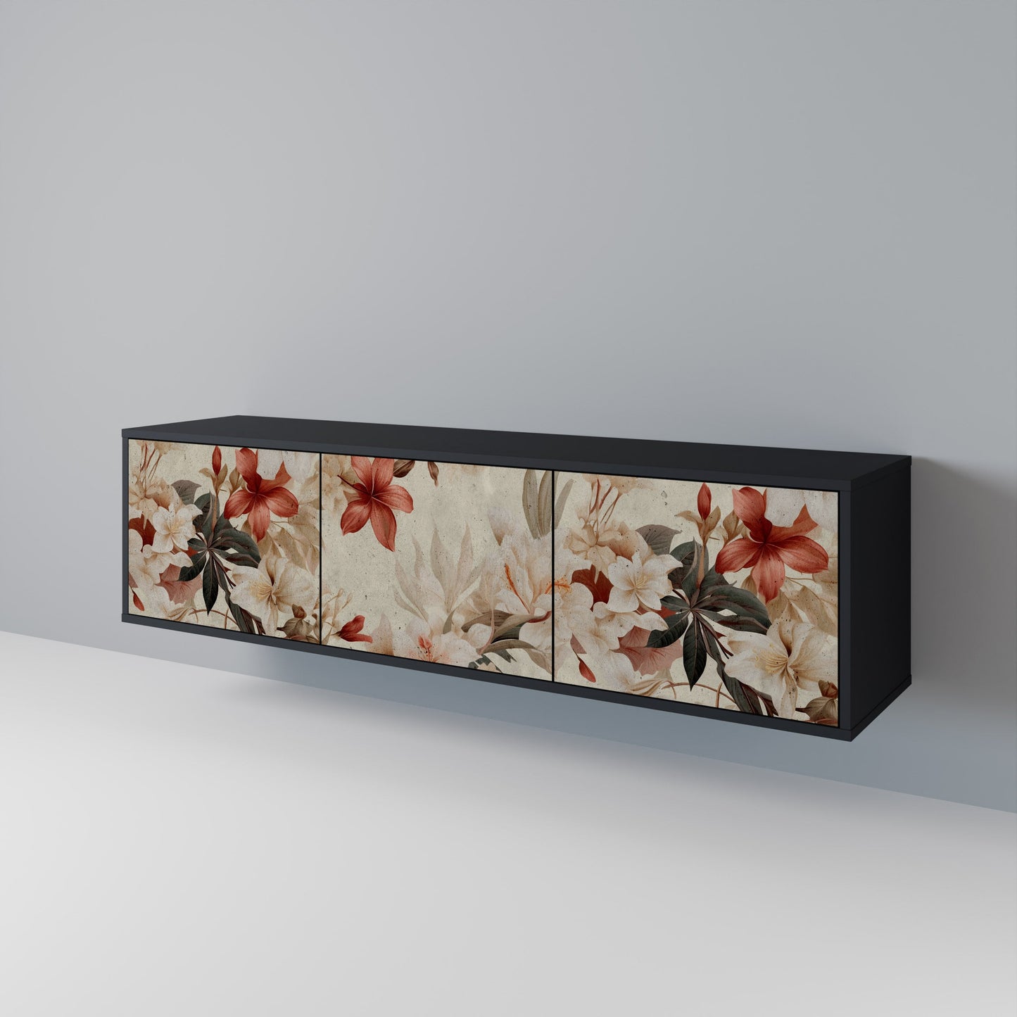 PETAL HARMONY 3-dörrars TV-bänk i svart finish