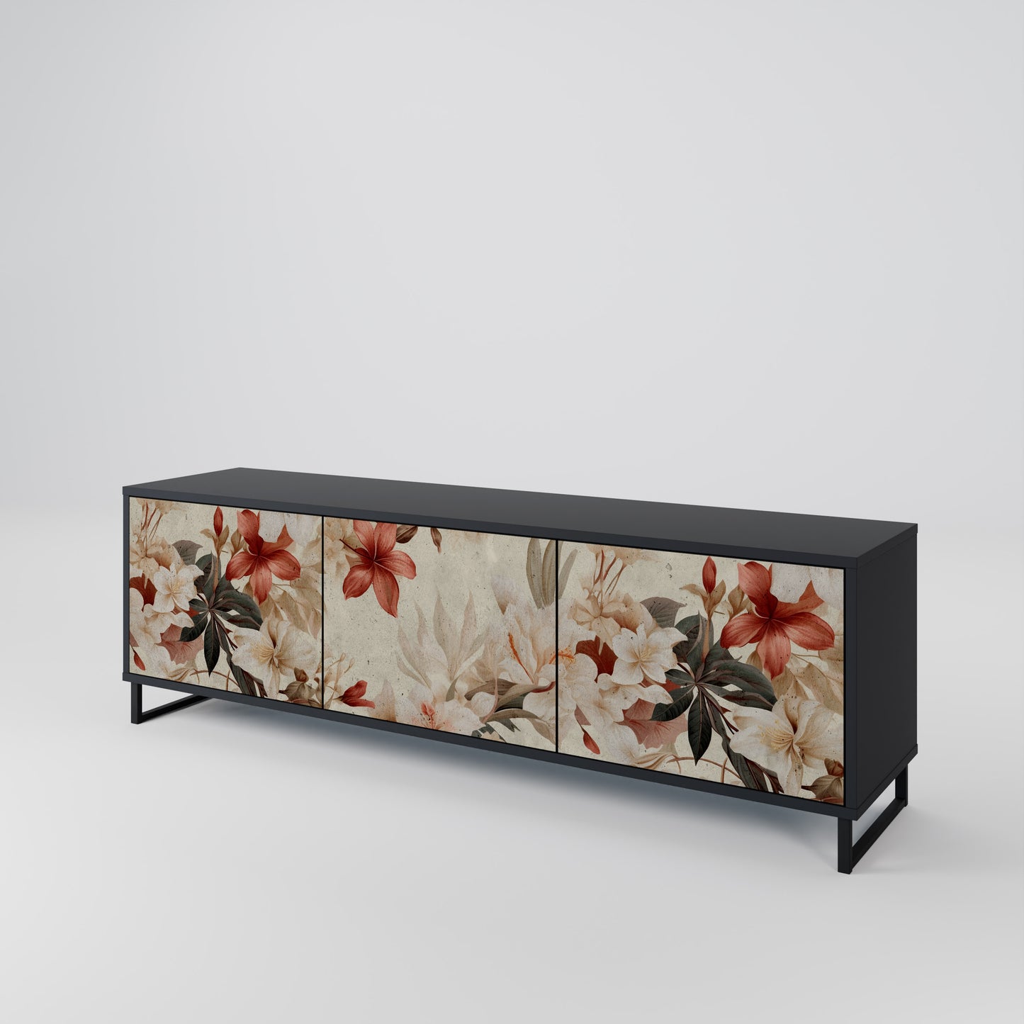 PETAL HARMONY 3-dörrars TV-bänk i svart finish