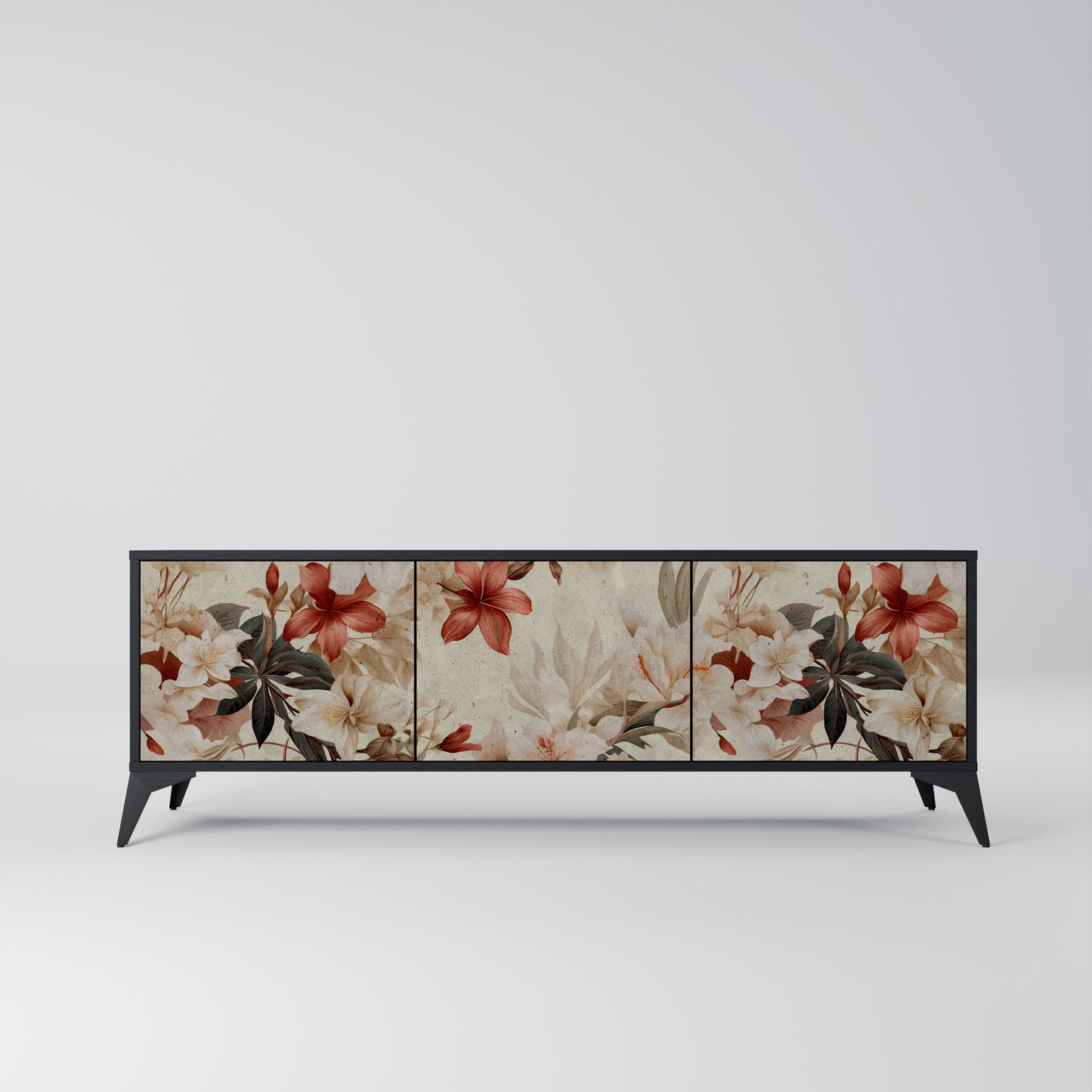 PETAL HARMONY 3-dörrars TV-bänk i svart finish