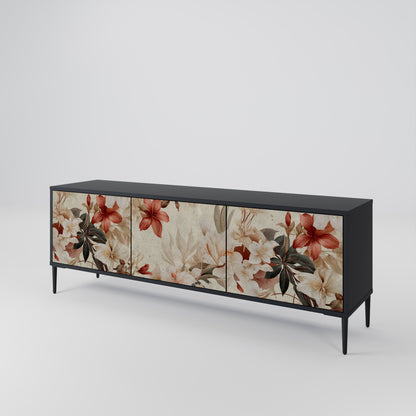 PETAL HARMONY 3-dörrars TV-bänk i svart finish