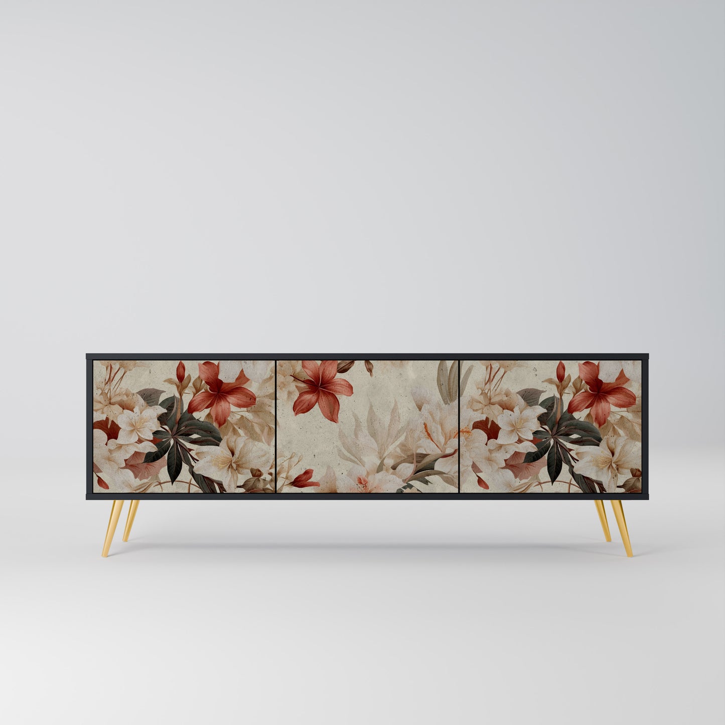 PETAL HARMONY 3-dörrars TV-bänk i svart finish