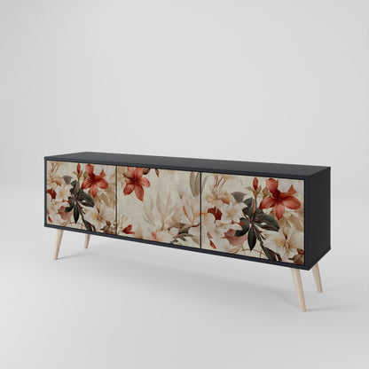 PETAL HARMONY 3-dörrars TV-bänk i svart finish