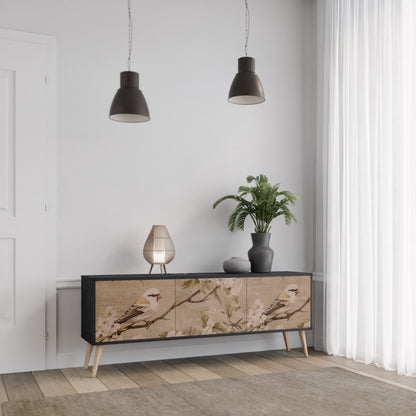 PETAL DISTINGUISH 3-dörrars TV-bänk i svart finish