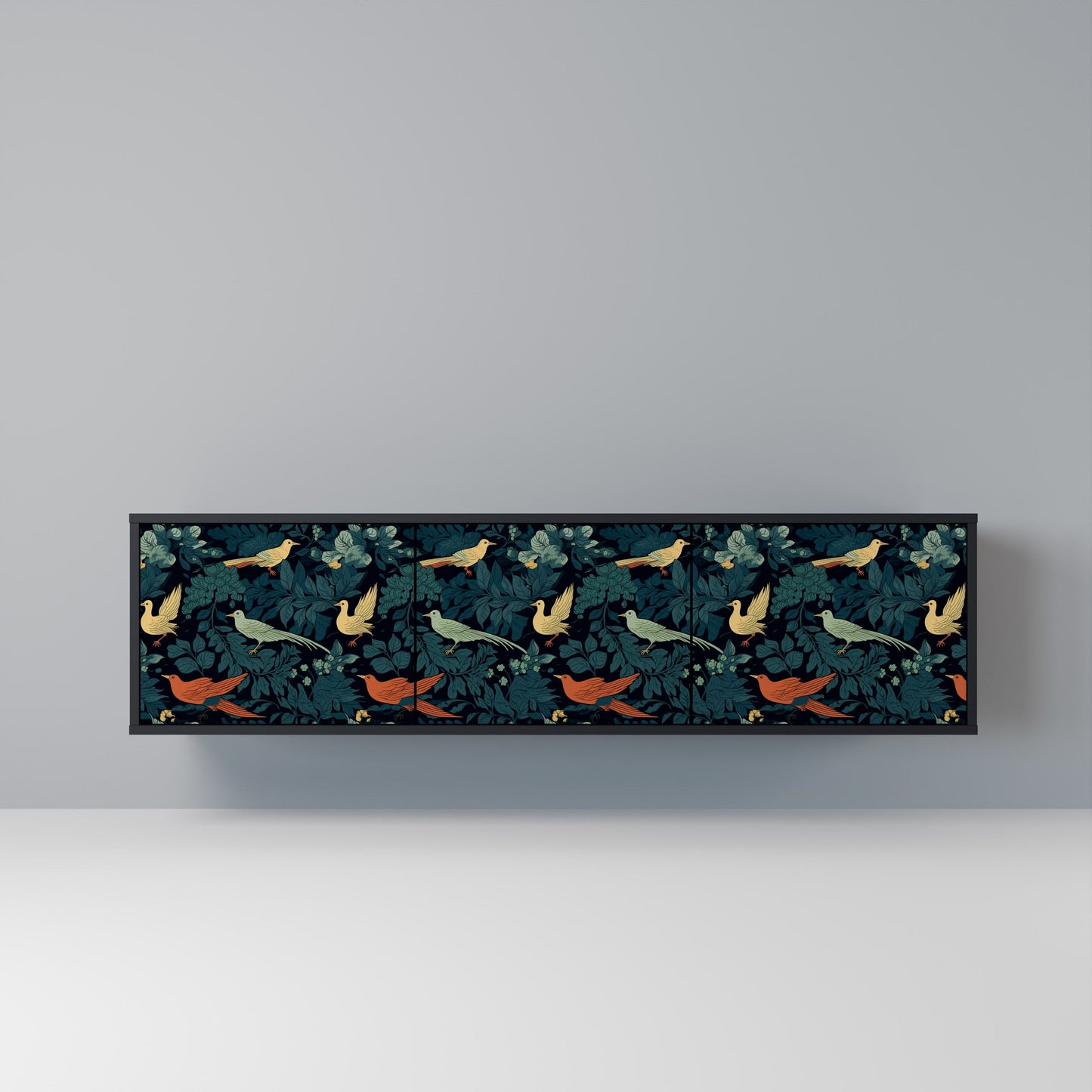 FOWL ORNAMENT 3-dörrars TV-bänk i svart finish