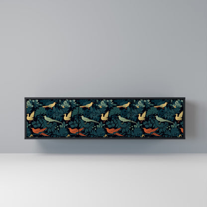 FOWL ORNAMENT 3-dörrars TV-bänk i svart finish