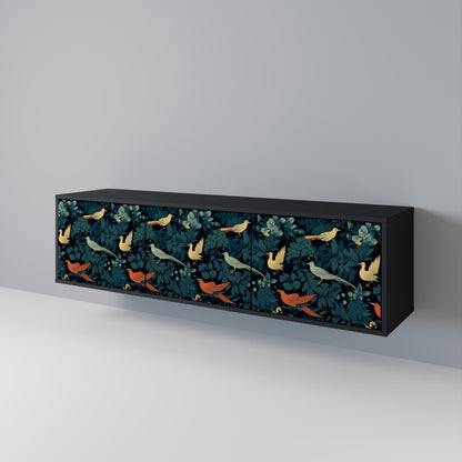 FOWL ORNAMENT 3-dörrars TV-bänk i svart finish
