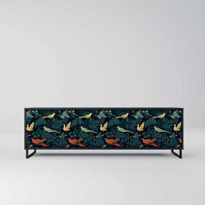 FOWL ORNAMENT 3-dörrars TV-bänk i svart finish
