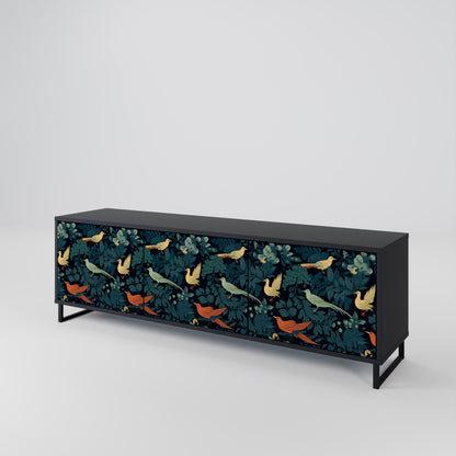 FOWL ORNAMENT 3-dörrars TV-bänk i svart finish