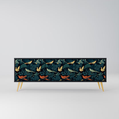 FOWL ORNAMENT 3-dörrars TV-bänk i svart finish