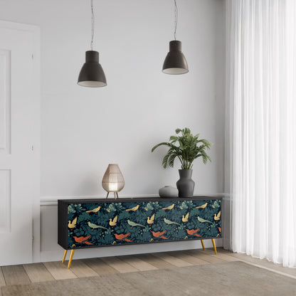FOWL ORNAMENT 3-dörrars TV-bänk i svart finish